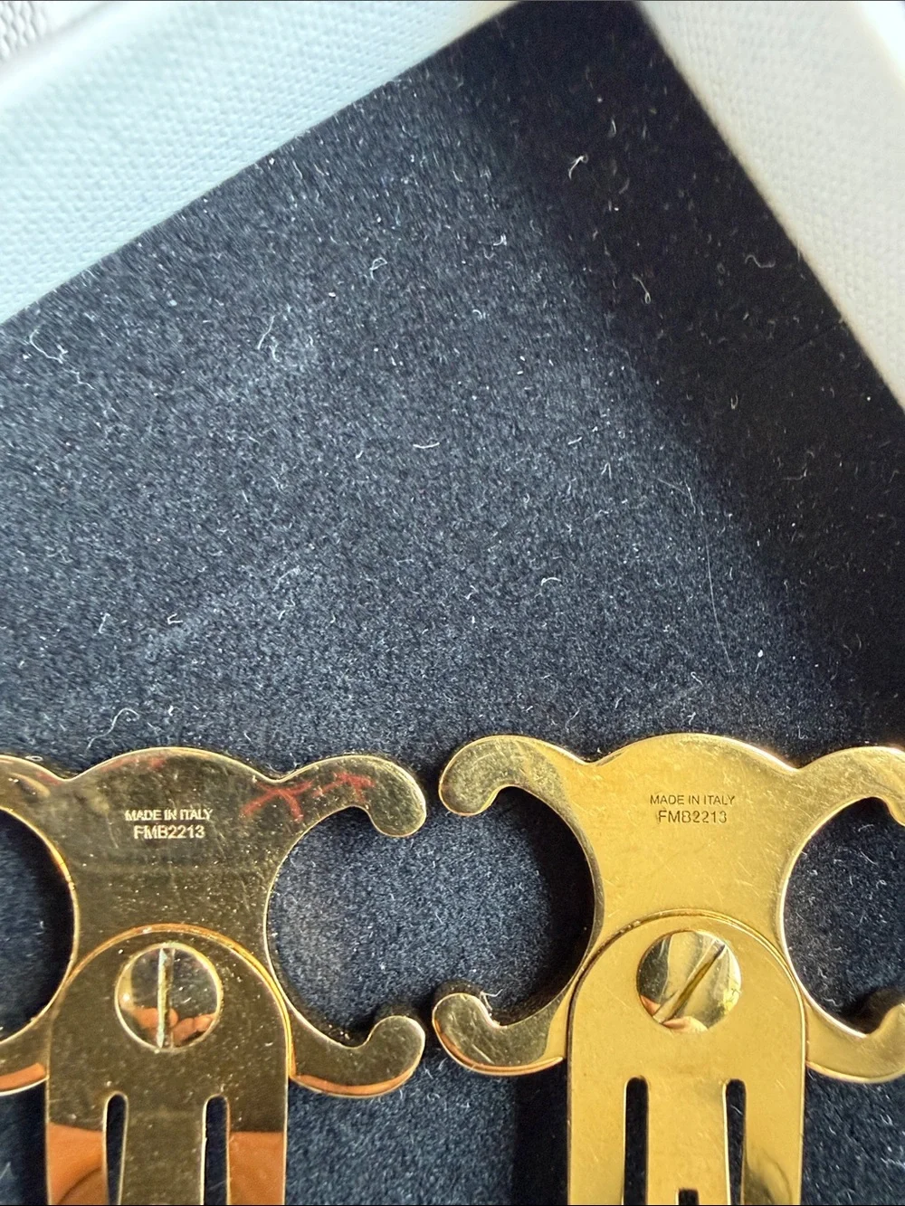 Celine Gold Triomphe Logo Hair Clips - Set of 2